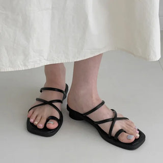 Square Strap Flip-flops Platform Sandals Mule Slippers