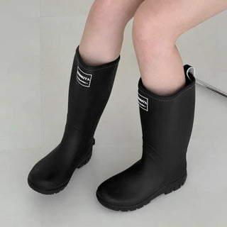 Rounded Toe Rubber Platform Long Rain Boots