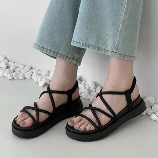 Basic Elastic Strap Platform Block Sandals