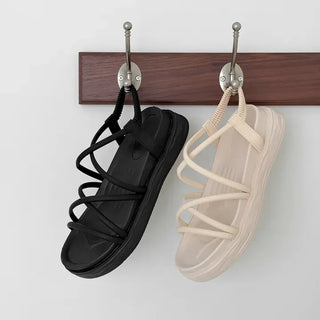 Basic Elastic Strap Platform Block Sandals