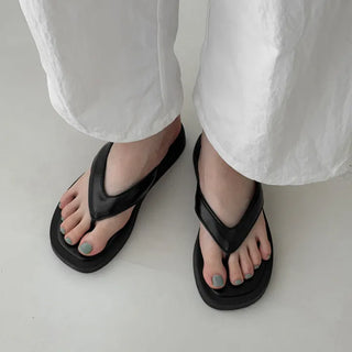 Color Block Square Basic Platform Flip-flop Slippers
