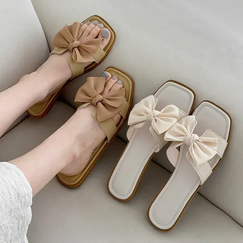 Ribbon Strap Flip-flop Mule Flat Slippers