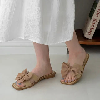 Ribbon Strap Flip-flop Mule Flat Slippers