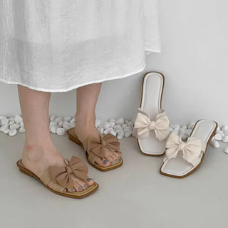 Ribbon Strap Flip-flop Mule Flat Slippers