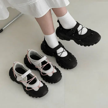 Gorpcore String Velcro Mary Jane Sneakers Sandals