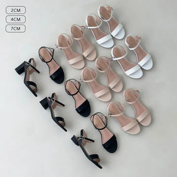 Round Simple Strap Mary Jane Platform Mule Sandals Heel  - 6,300