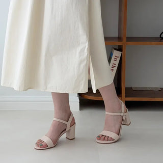 Round Simple Strap Mary Jane Platform Mule Sandals Heel  - 6,300
