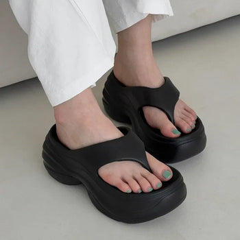 Platform Wedge Height-Increasing Block Heel Flip-flops