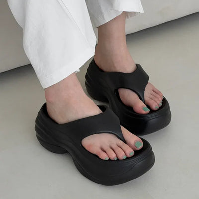 Platform Wedge Height-Increasing Block Heel Flip-flops