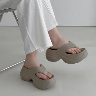 Platform Wedge Height-Increasing Block Heel Flip-flops
