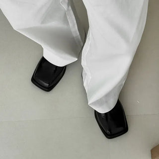 Square Leather Clog Loafer Mule