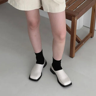 Square Leather Clog Loafer Mule
