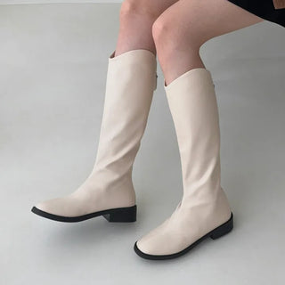 V-Cut Round Western Flat Long Boots