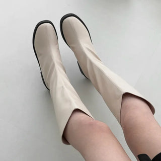 V-Cut Round Western Flat Long Boots