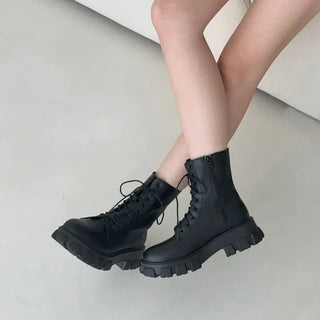 Lightweight Lace-up Zipper Platform Work Boots Short & Mid & Long Boots