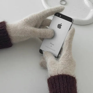 Pastel Plain Knit Finger Gloves