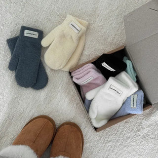 Pastel Knit Ribbed Mittens