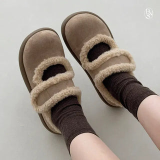 Shearling Suede Curly Velcro Fur Loafers Fur Shoes Moccasins
