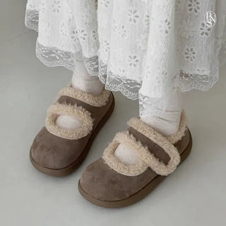 Shearling Suede Curly Velcro Fur Loafers Fur Shoes Moccasins
