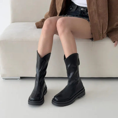 Western Platform Half Mid-Mid Boots