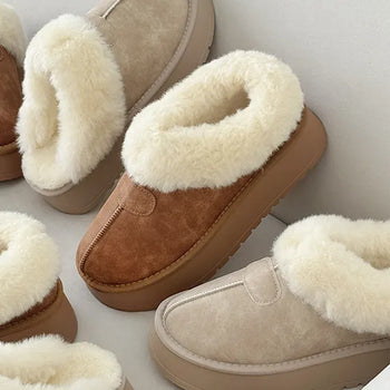 Suede Fur-Trimmed Platform UGG Fur Slippers & Moccasins