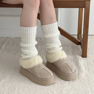 Suede Fur-Trimmed Platform UGG Fur Slippers & Moccasins