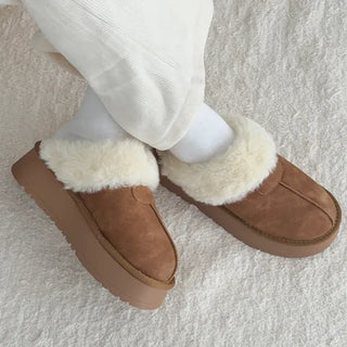 Suede Fur-Trimmed Platform UGG Fur Slippers & Moccasins