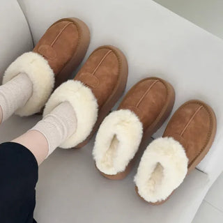 Suede Fur-Trimmed Platform UGG Fur Slippers & Moccasins