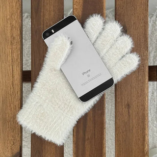 Angora Pastel Ribbed Faux Cashmere Gloves