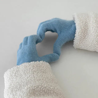Pastel Plain Knit Fingerhole Gloves