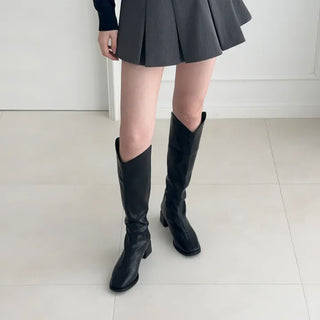 Square Mid-heel Western Long Boots