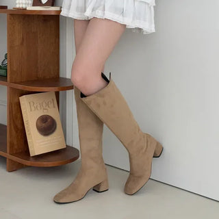 Square Platform Suede Long Boots