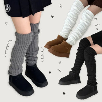 Thick Ribbed Knit Over-the-Knee Socks Leg Warmers