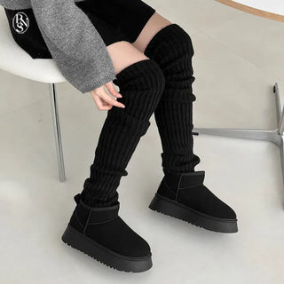 Thick Ribbed Knit Over-the-Knee Socks Leg Warmers