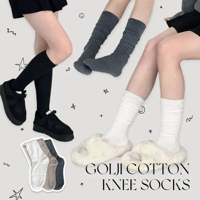 Ribbed Cotton Long Knee Socks