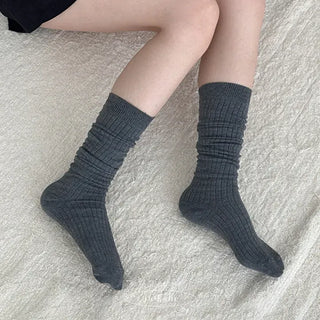 Ribbed Cotton Long Knee Socks