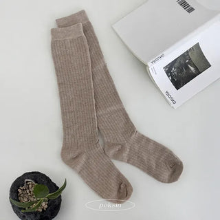 Ribbed Cotton Long Knee Socks