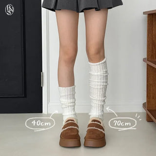 Ribbed Long & Mid Frill Over-the-Knee Socks Leg Warmers