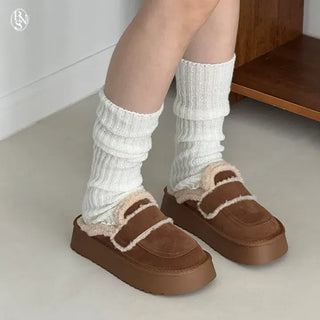 Ribbed Long & Mid Frill Over-the-Knee Socks Leg Warmers