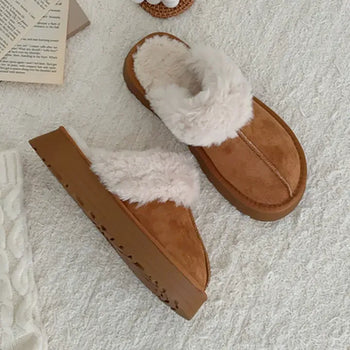 Suede Platform Fur-lined UGG Slippers