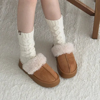 Suede Platform Fur-lined UGG Slippers