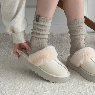 Suede Platform Fur-lined UGG Slippers