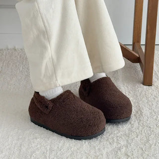 Suede Leopard Two-Way Fur-Lined Height-Increasing Inner Heel Fur Slippers