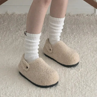 Suede Leopard Two-Way Fur-Lined Height-Increasing Inner Heel Fur Slippers