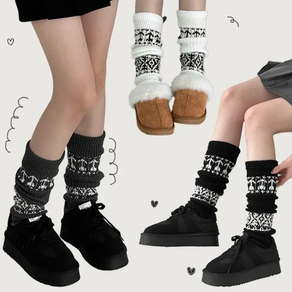 Nordic Pattern Knee Socks Long Leg Warmers