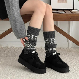 Nordic Pattern Knee Socks Long Leg Warmers