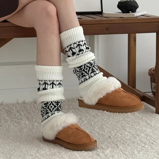 Nordic Pattern Knee Socks Long Leg Warmers