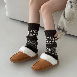 Nordic Pattern Knee Socks Long Leg Warmers