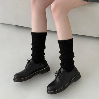 Ribbed Knit Pleated Leg Warmer Open-toe Knee Socks