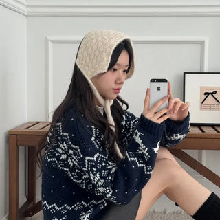 Wool Strap Knit Earflaps Thermal Earmuffs Balaclava
